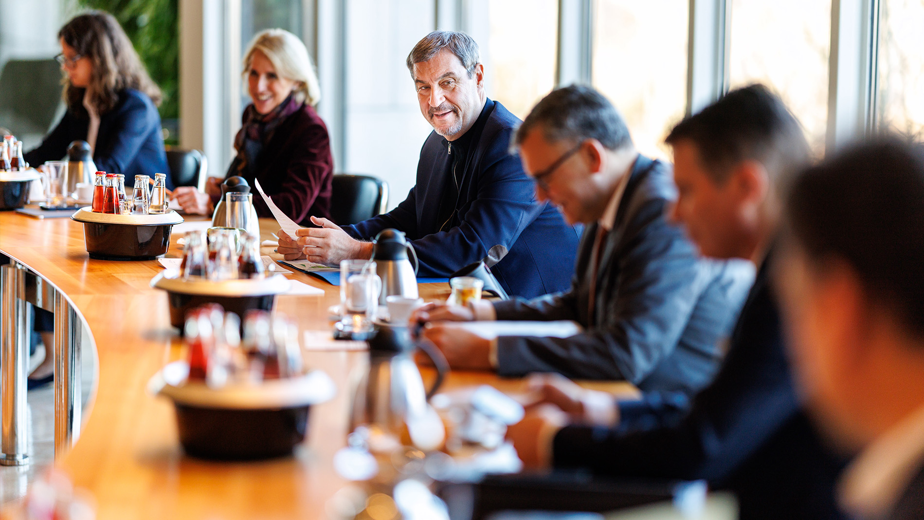 Ministerpräsident Dr. Markus Söder leitet die Sitzung des Ministerrates.